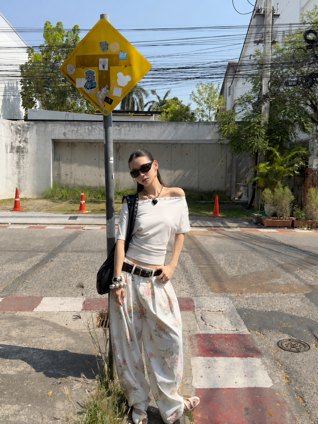 Vintage Floral Wide Leg Pants