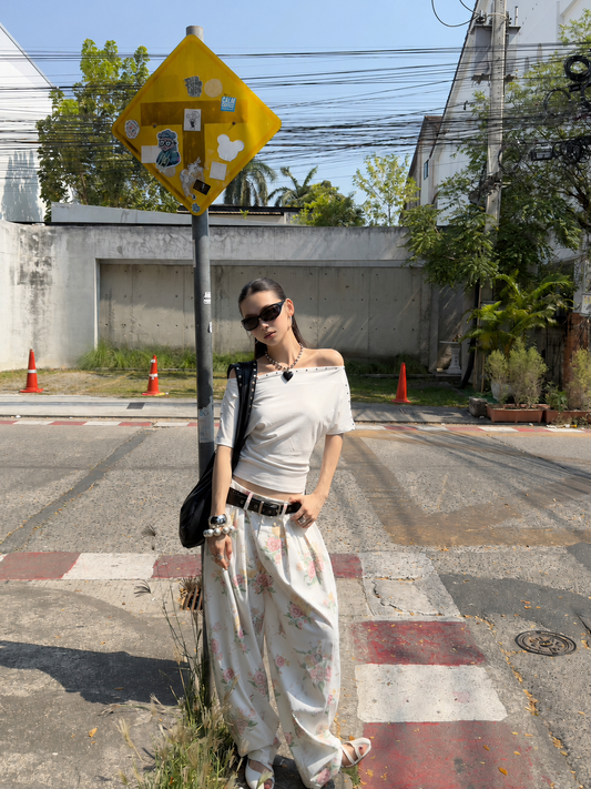 Vintage Floral Wide Leg Pants
