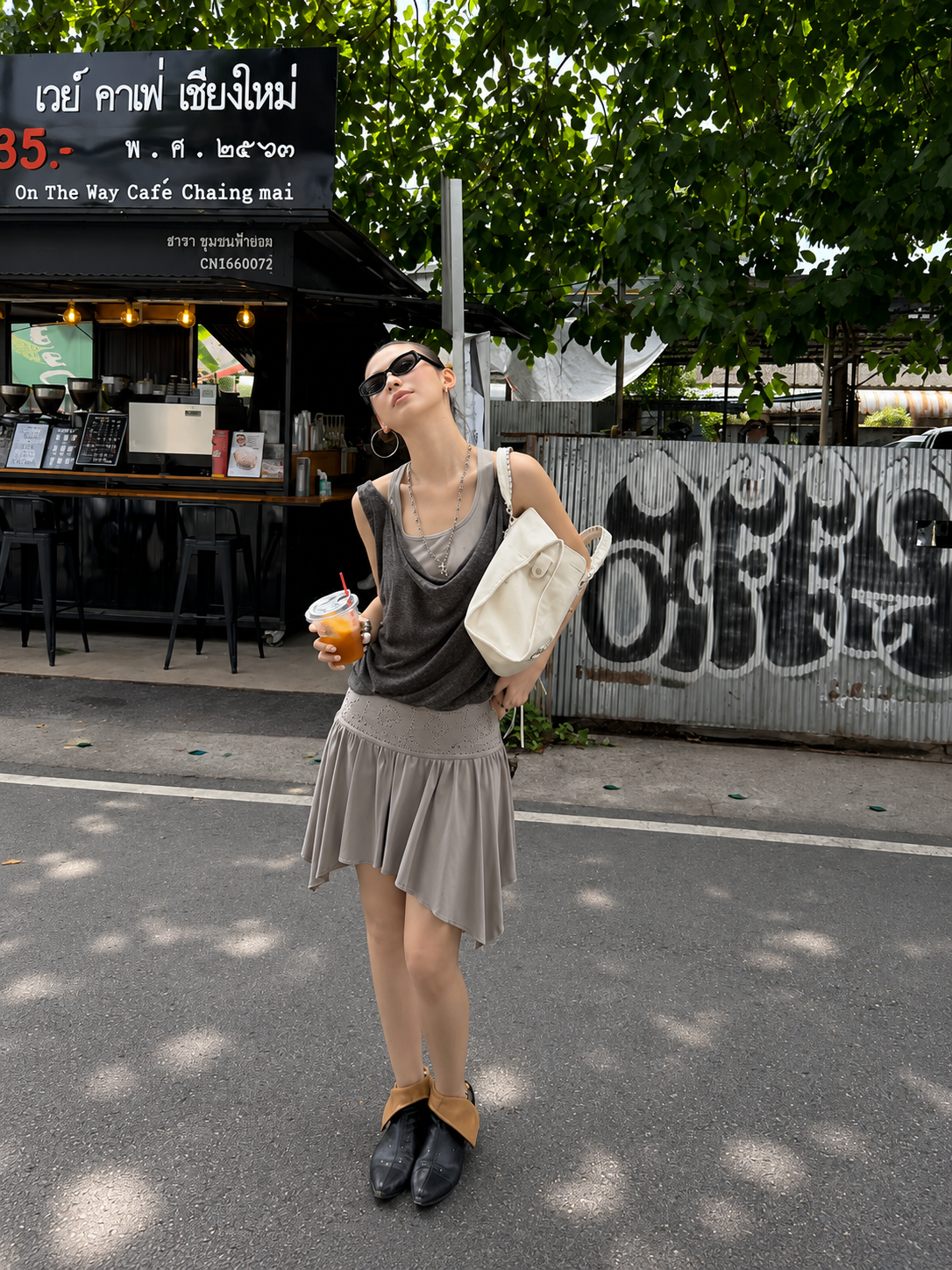 Faux Two-Piece Draped Tank Top