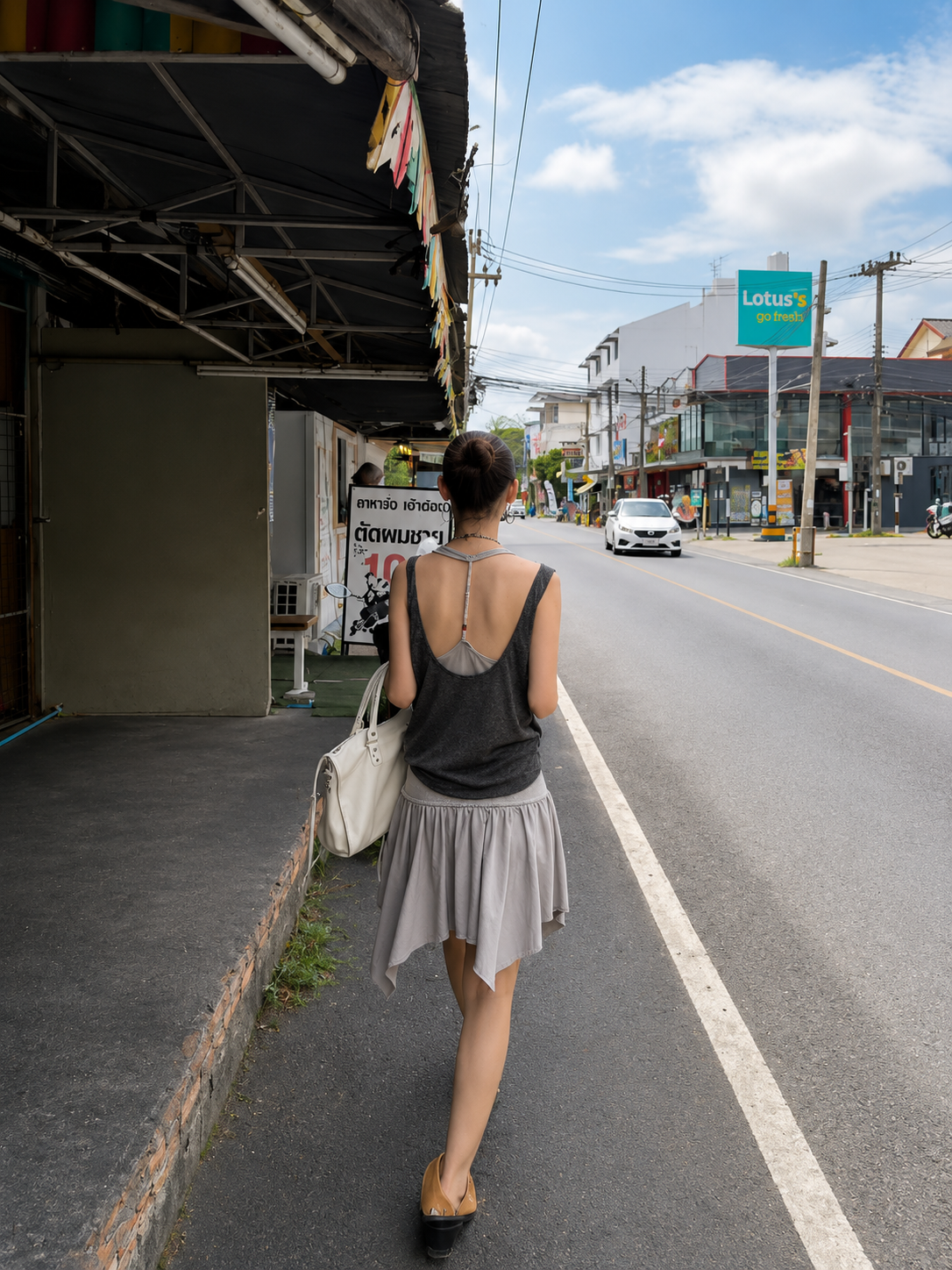 Faux Two-Piece Draped Tank Top