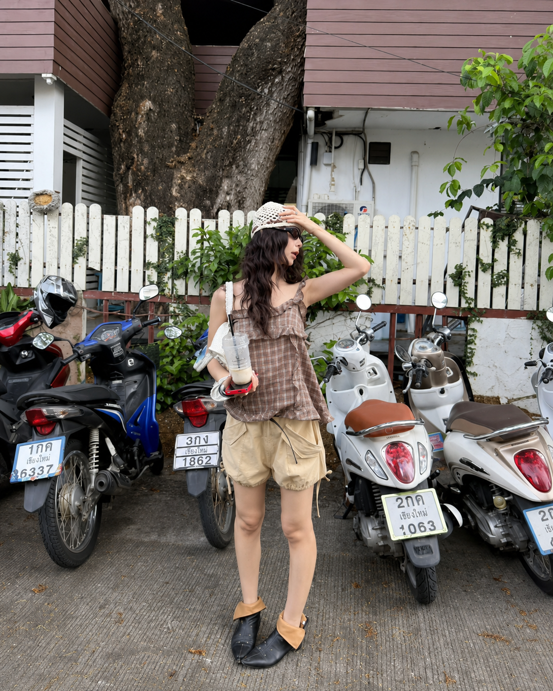 Washed Cotton Drawstring Shorts