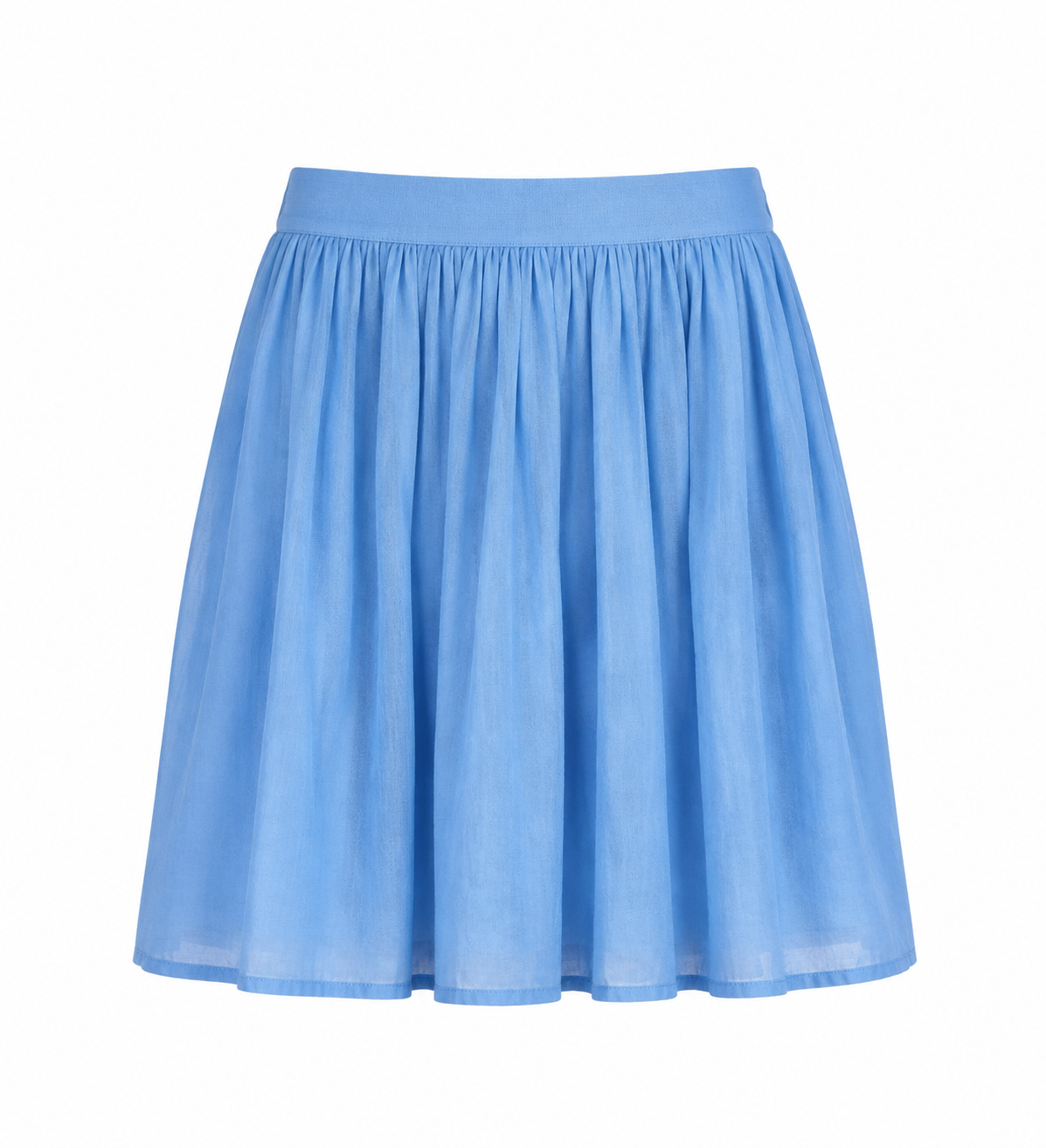 Baby Blue A-line midi skirt with elastic waistband and lightweight flowy fabric