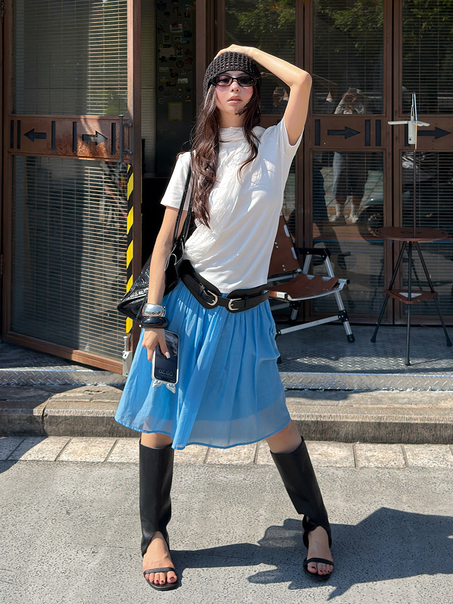 High Waist Layered Tulle Mini Skirt