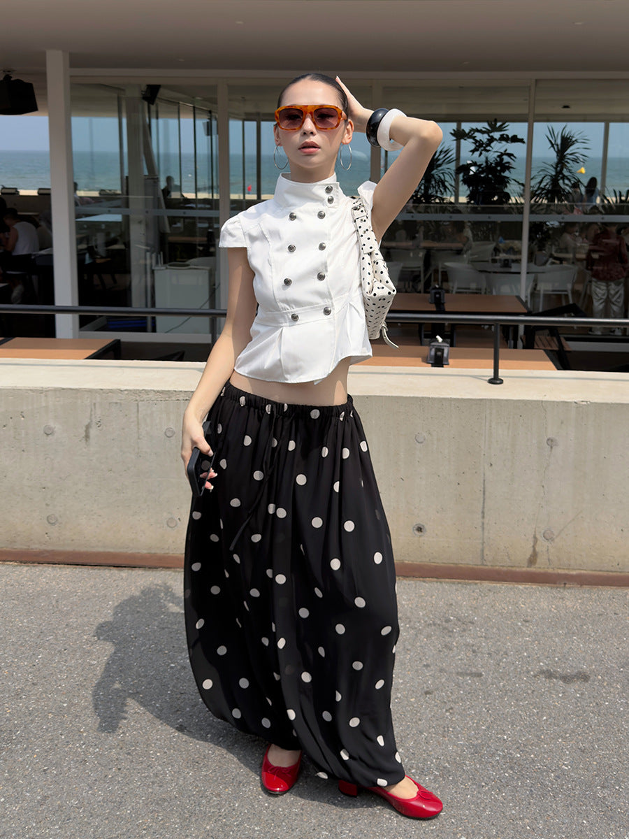 Polka Dot Balloon Pants | Relaxed Wide Leg Statement Trousers