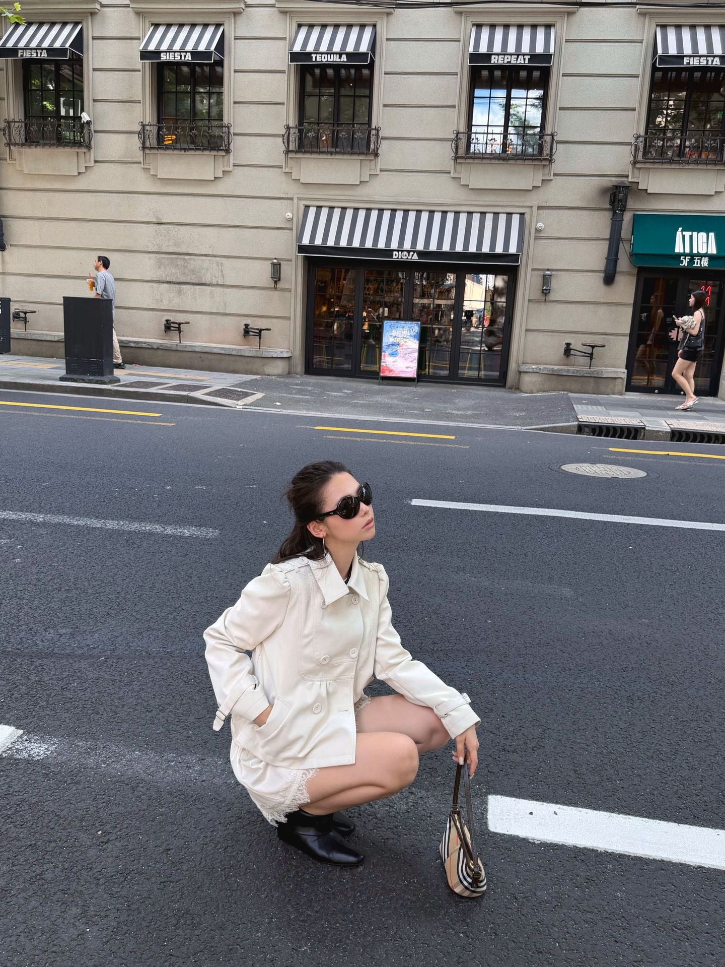 Ivory Cream Vintage Cropped Jacket with Shoulder Detail and Button Design